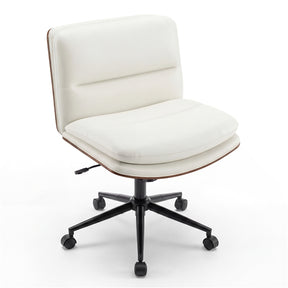 Vanity Office Chair with Wheels, Height Adjustable Swivel Task Chair w/ Curved Backrest & Padded Seat