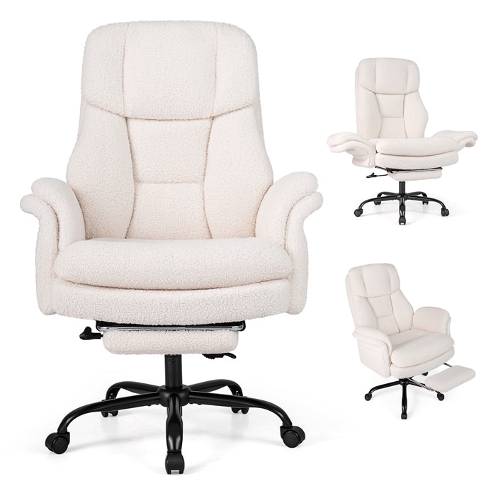 Ergonomic Cross Legged Office Chair, Big & Tall Executive Chair w/Retractable Footrest & 5-Level Adjustable Armrests