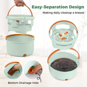 Flat Floor Mop and Bucket System with Mope Heads and Washable Microfiber Pads