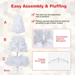 White Christmas Tree, Artificial Xmas Decoration Tree with 650 PVC Branch Tips & Metal Stand