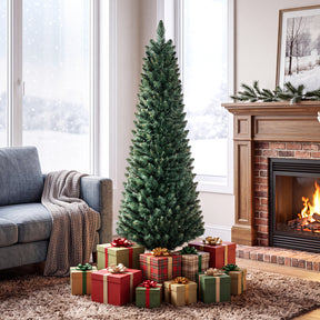 Hikidspace 1.5/1.8/2.1/2.4/2.7M Artificial Pencil Christmas Tree, Balsam Fir, Green