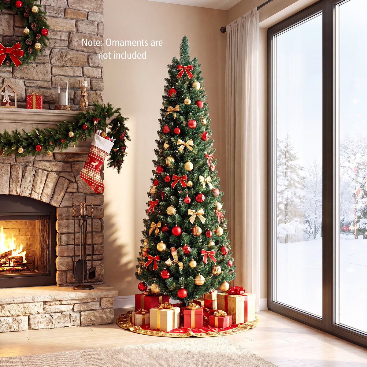 Hikidspace 1.5/1.8/2.1/2.4/2.7M Artificial Pencil Christmas Tree, Balsam Fir, Green