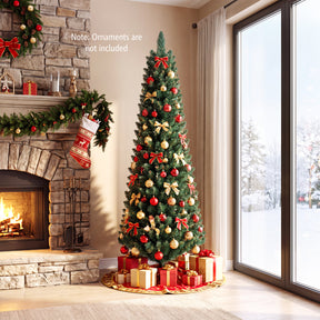 Hikidspace 1.5/1.8/2.1/2.4/2.7M Artificial Pencil Christmas Tree, Balsam Fir, Green