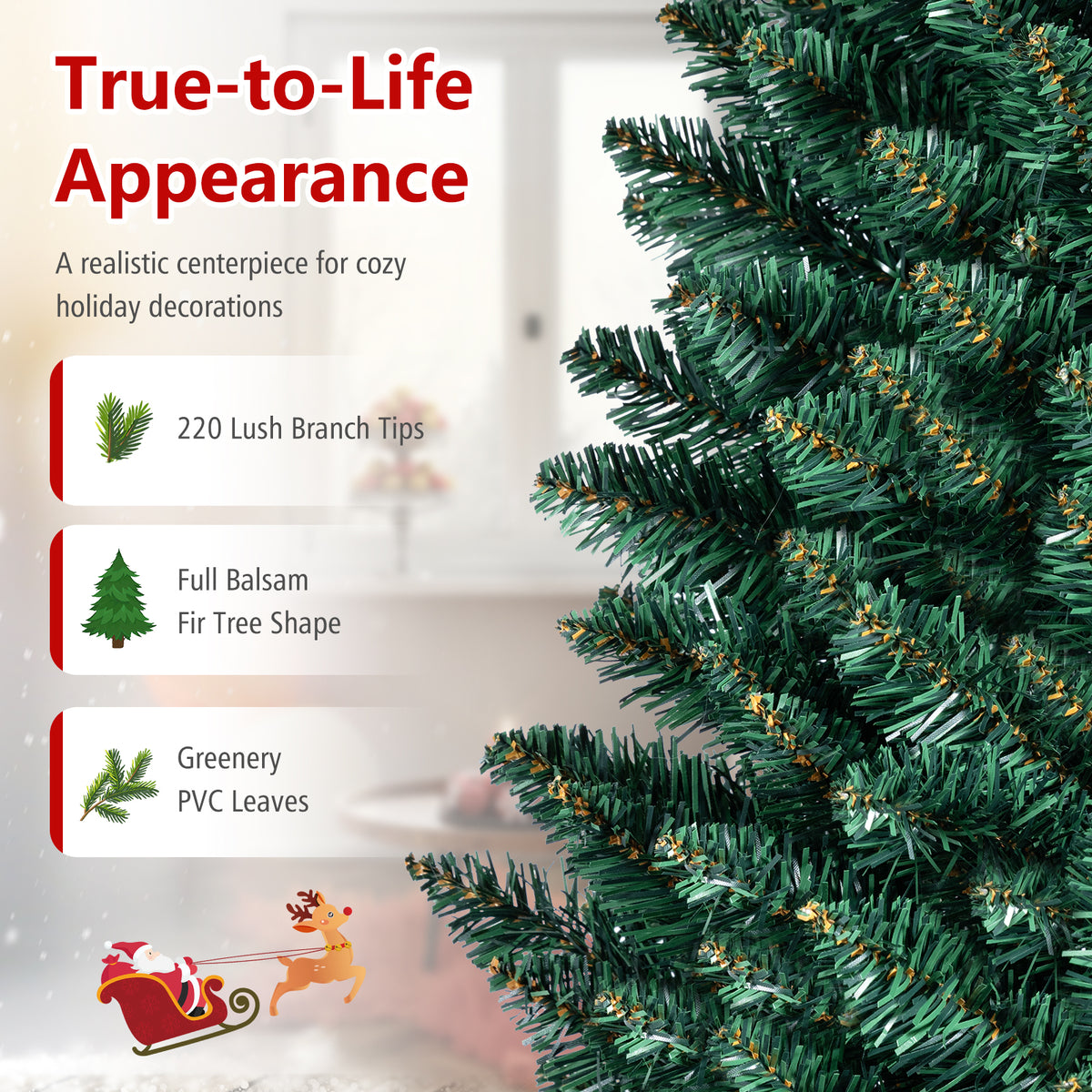 Hikidspace 1.5/1.8/2.1/2.4/2.7M Artificial Pencil Christmas Tree, Balsam Fir, Green