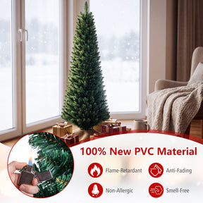 Hikidspace 1.5/1.8/2.1/2.4/2.7M Artificial Pencil Christmas Tree, Balsam Fir, Green