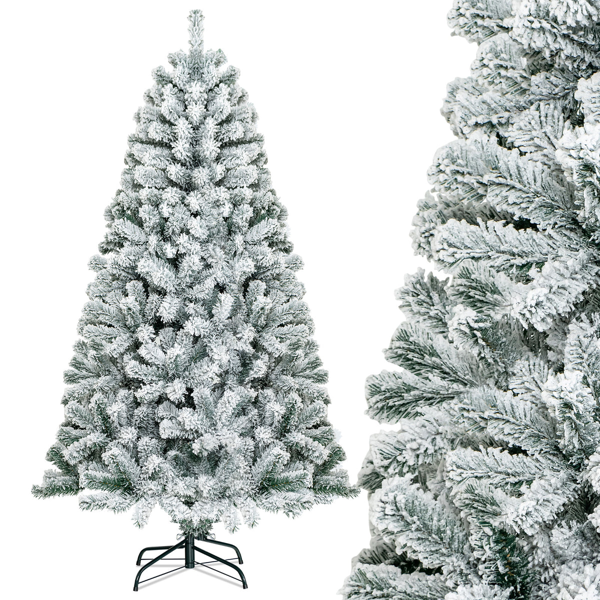 Hikidspace 1.8M White Artificial Holiday Christmas Tree with 600 PVC Tips for Christmas Decoration