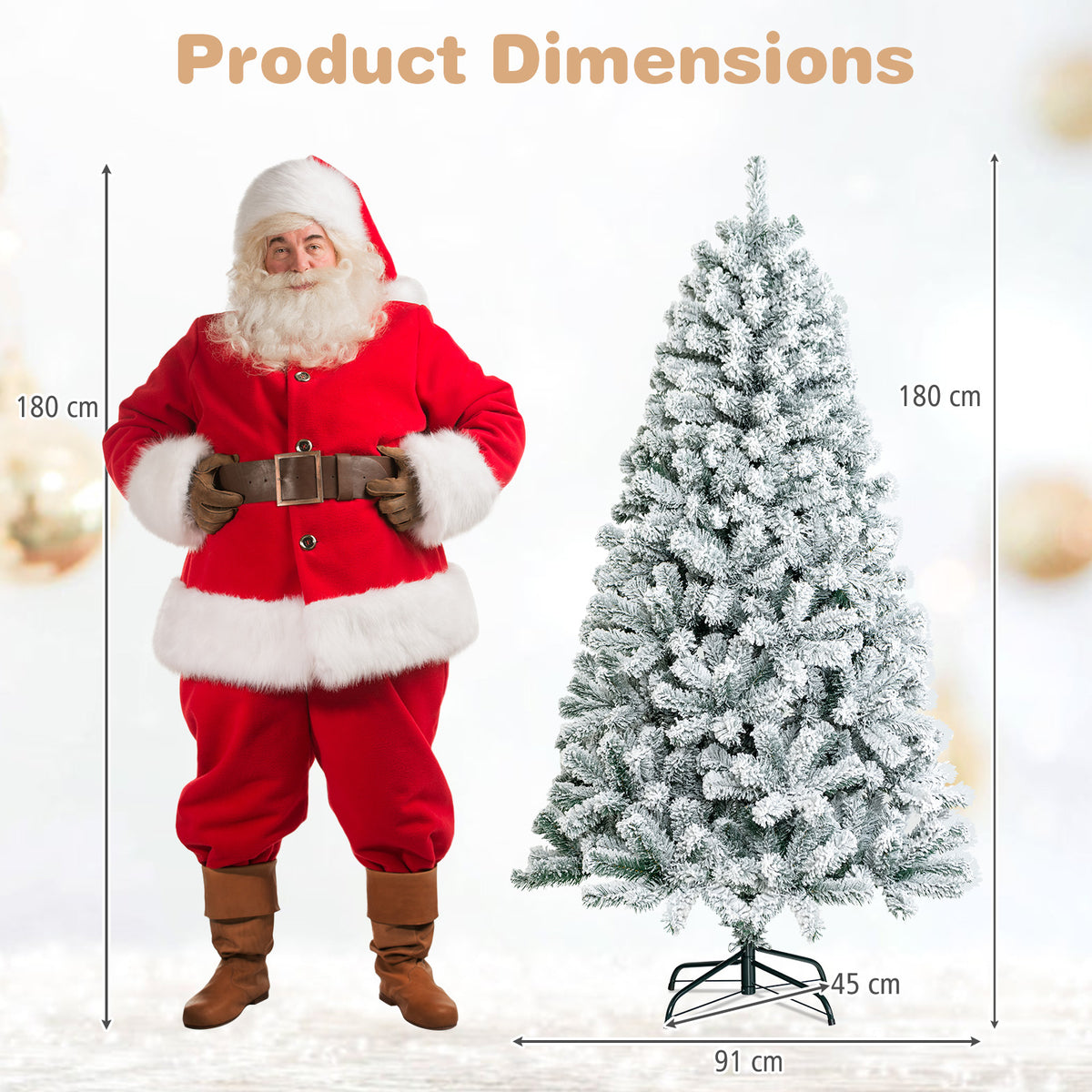 Hikidspace 1.8M White Artificial Holiday Christmas Tree with 600 PVC Tips for Christmas Decoration