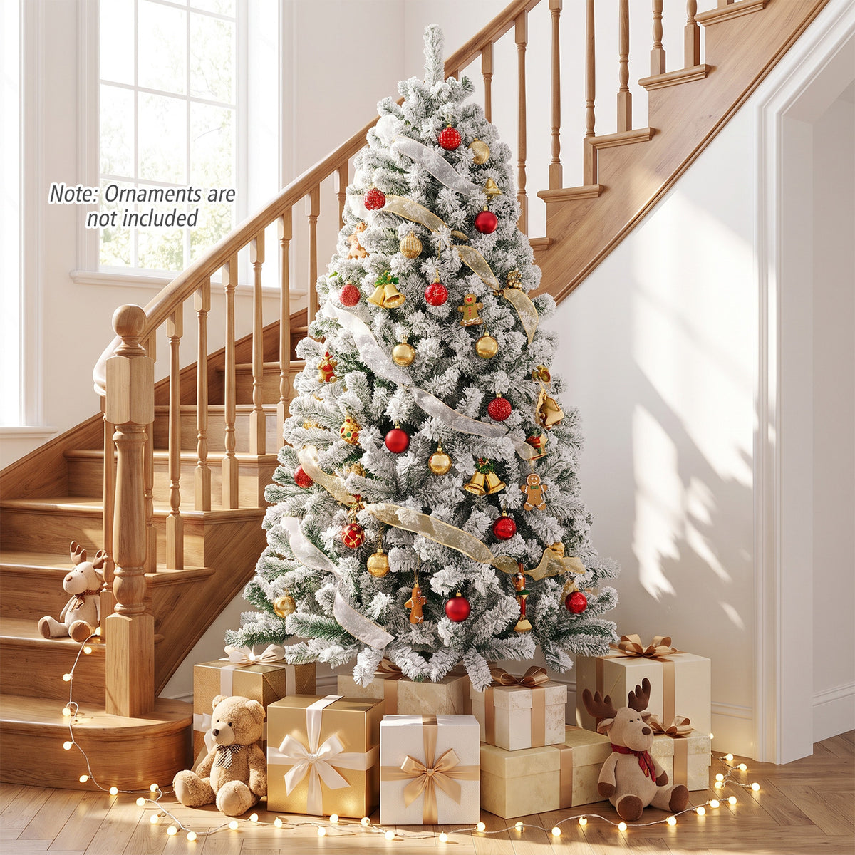 Hikidspace 1.8M White Artificial Holiday Christmas Tree with 600 PVC Tips for Christmas Decoration