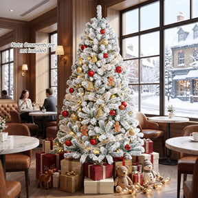 Hikidspace 1.8M White Artificial Holiday Christmas Tree with 600 PVC Tips for Christmas Decoration