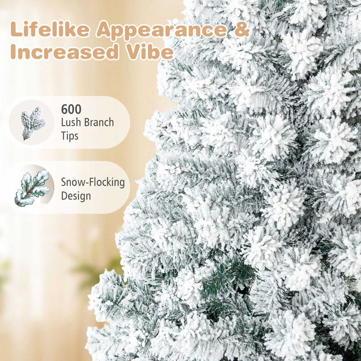 Hikidspace 1.8M White Artificial Holiday Christmas Tree with 600 PVC Tips for Christmas Decoration