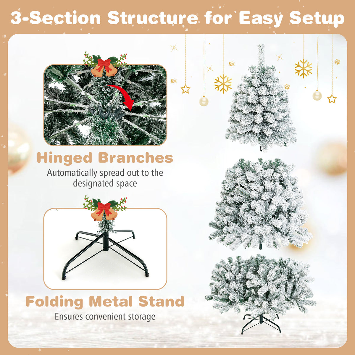 Hikidspace 1.8M White Artificial Holiday Christmas Tree with 600 PVC Tips for Christmas Decoration
