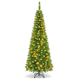 135/198/230cm Artificial Pencil Tree, Full Christmas Decoration Tree with 226/708/1085 PVC Branch Tips & 150/250/350 LED Lights