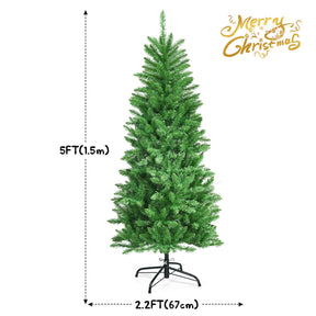 Pre Lit Christmas Tree Slim LED Xmas Tree Home Christmas Decoration Lights Green Outdoor