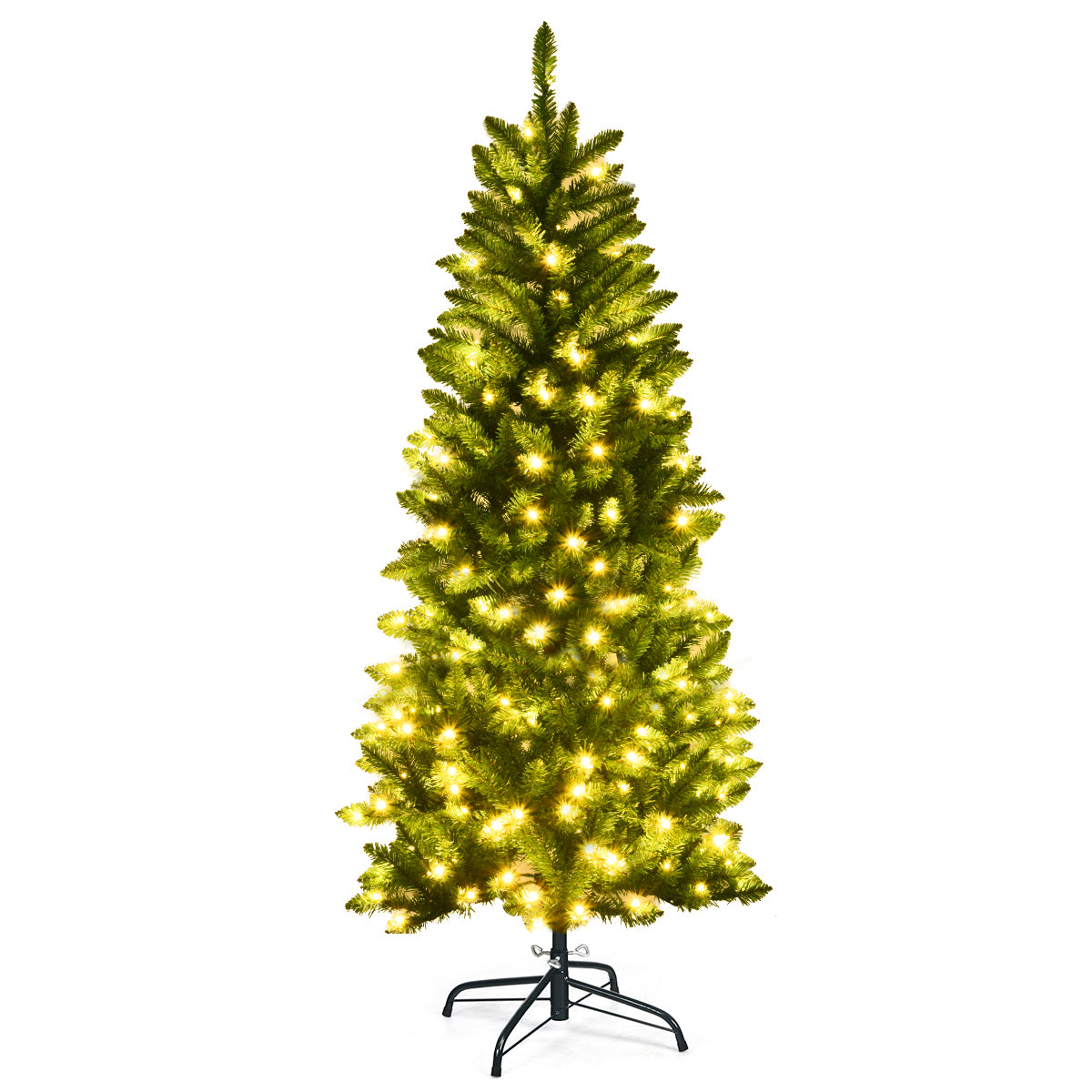 Pre Lit Christmas Tree Slim LED Xmas Tree Home Christmas Decoration Lights Green Outdoor