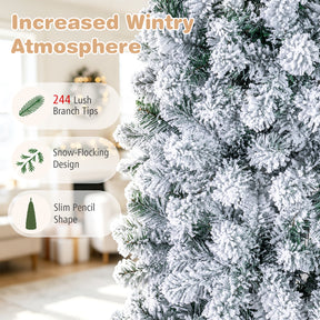 Hikidspace 1.4/1.8/2.27M Snow Flocked Prelit Christmas Tree with LED Lights