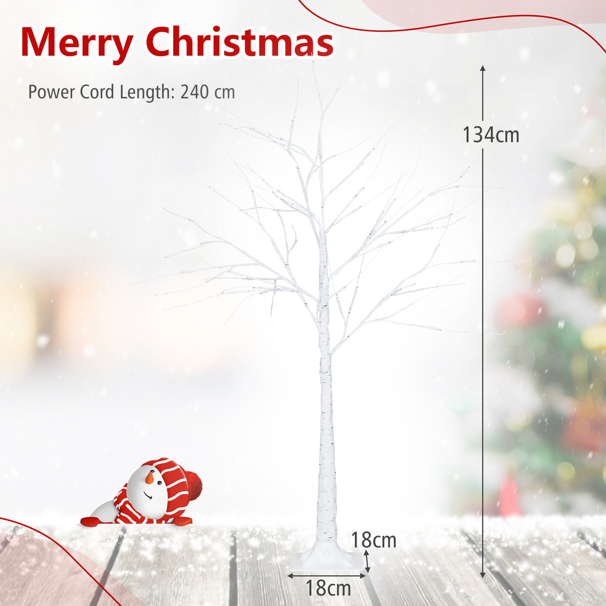 Hikidspace 134/163/194 CM Lighted Birch Tree for Christmas Thanksgiving, White