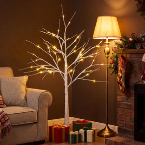 Hikidspace 134/163/194 CM Lighted Birch Tree for Christmas Thanksgiving, White