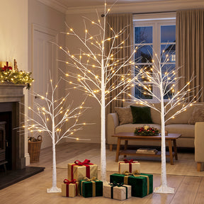 Hikidspace 134/163/194 CM Lighted Birch Tree for Christmas Thanksgiving, White