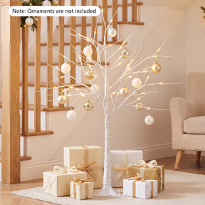 Hikidspace 134/163/194 CM Lighted Birch Tree for Christmas Thanksgiving, White
