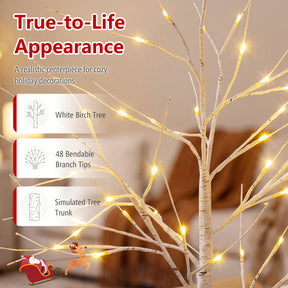 Hikidspace 134/163/194 CM Lighted Birch Tree for Christmas Thanksgiving, White
