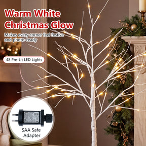 Hikidspace 134/163/194 CM Lighted Birch Tree for Christmas Thanksgiving, White