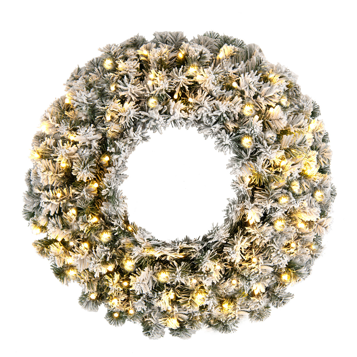Hikidspace 61CM Flocked Christmas Wreath with Timer for Front Door