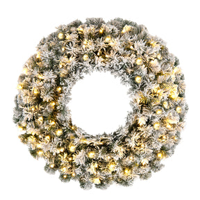 Hikidspace 61CM Flocked Christmas Wreath with Timer for Front Door