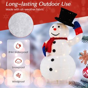 130CM Pre-Lit Christmas Snowman with 120 Built-in LED Lights, Xmas Snowman w/ Up/Down Swing Hat, Timer, Zip Ties & Ground Stakes
