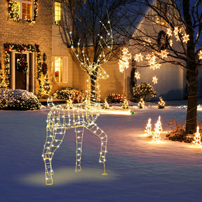 180CM Pre-Lit Christmas Reindeer, 3D Buck Xmas Decoration with 300 Warm White LED Lights