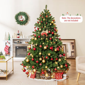 180 CM Pre-Lit Artificial Christmas Tree, Hinged Xmas Full Tree w/ 3 Color Temperatures, 7 Modes, 400 Warm White LED Lights