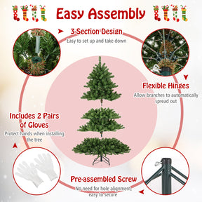 180 CM Pre-Lit Artificial Christmas Tree, Hinged Xmas Full Tree w/ 3 Color Temperatures, 7 Modes, 400 Warm White LED Lights
