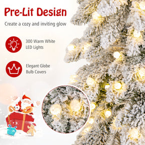 1.8M Pre-Lit Xmas Snowy Tree w/697 Branches 3 Lighting Modes&4 Brightness Levels