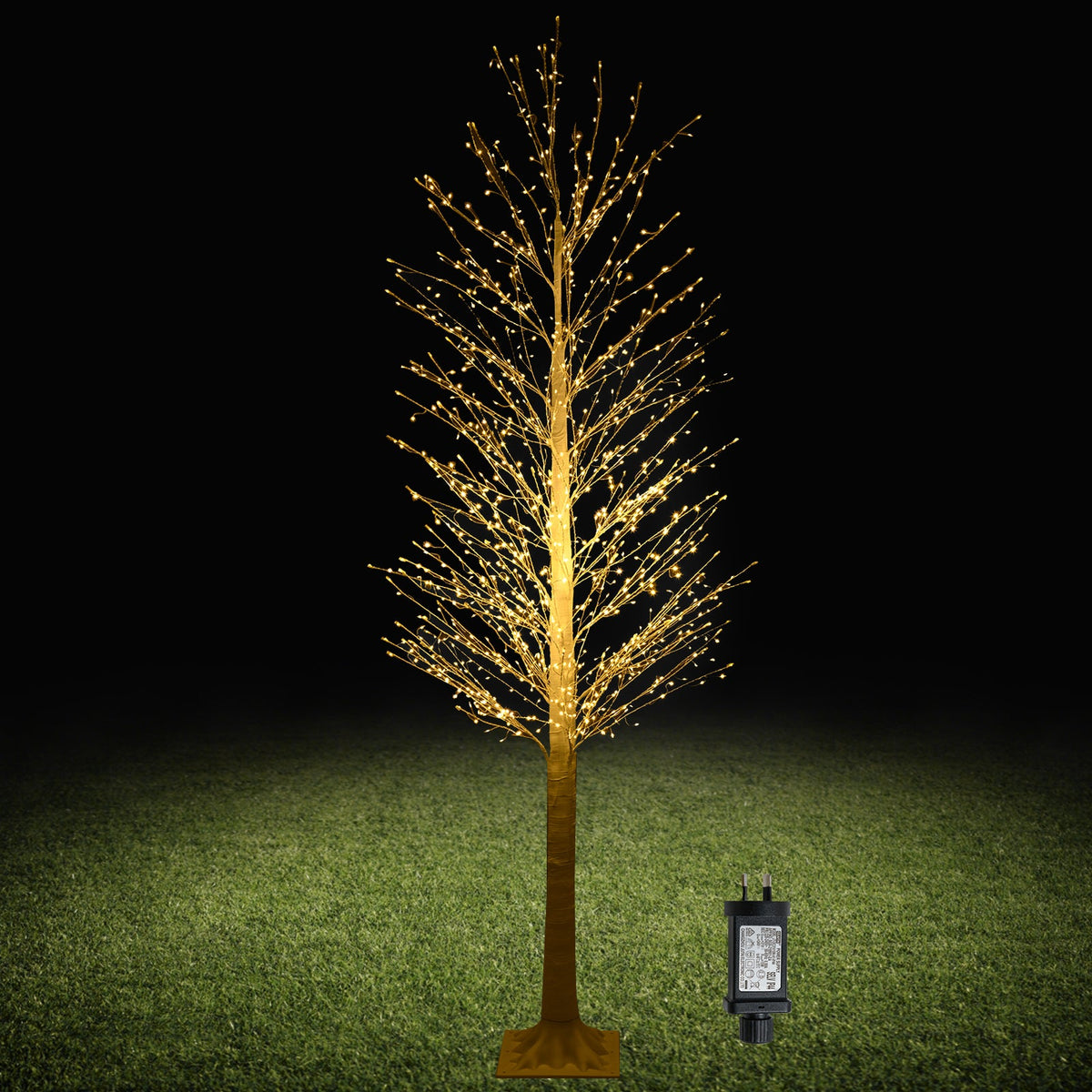 210 CM LED Lighted White Twig Tree, Birch Tree w/ 1008 Steady on Lights &144 Twinkle Star Lights for Indoor Outdoor