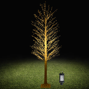 210 CM LED Lighted White Twig Tree, Birch Tree w/ 1008 Steady on Lights &144 Twinkle Star Lights for Indoor Outdoor