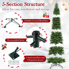 3.6M Tall Prelit Hinged Artificial Christmas Tree with 2517 PVC PE Branch Tips and 8 Expansion Screws