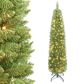 Hikidspace 1.5/1.8/2.1/2.4 M Pre-Lit Pencil Christmas Tree