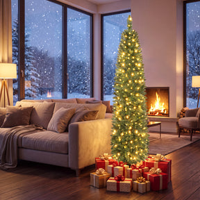 Hikidspace 1.5/1.8/2.1/2.4 M Pre-Lit Pencil Christmas Tree