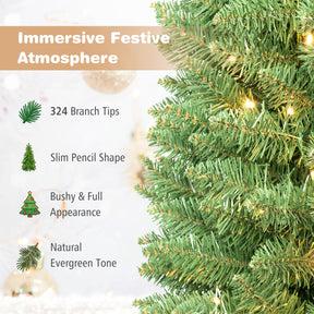 Hikidspace 1.5/1.8/2.1/2.4 M Pre-Lit Pencil Christmas Tree