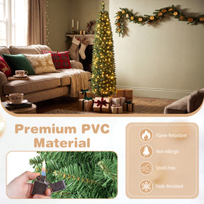 Hikidspace 1.5/1.8/2.1/2.4 M Pre-Lit Pencil Christmas Tree