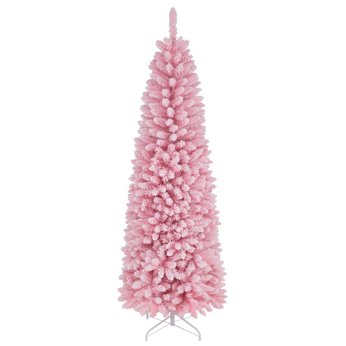 Hikidspace 2.1M Pre-Lit Artificial Hinged Christmas Tree with 8 Lighting Modes