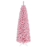 Hikidspace 2.1M Pre-Lit Artificial Hinged Christmas Tree with 8 Lighting Modes