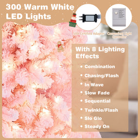 Hikidspace 2.1M Pre-Lit Artificial Hinged Christmas Tree with 8 Lighting Modes