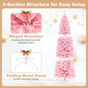 Hikidspace 2.1M Pre-Lit Artificial Hinged Christmas Tree with 8 Lighting Modes
