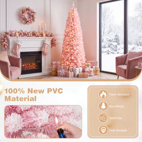 Hikidspace 2.1M Pre-Lit Artificial Hinged Christmas Tree with 8 Lighting Modes