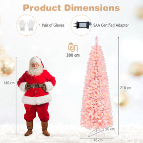 Hikidspace 2.1M Pre-Lit Artificial Hinged Christmas Tree with 8 Lighting Modes