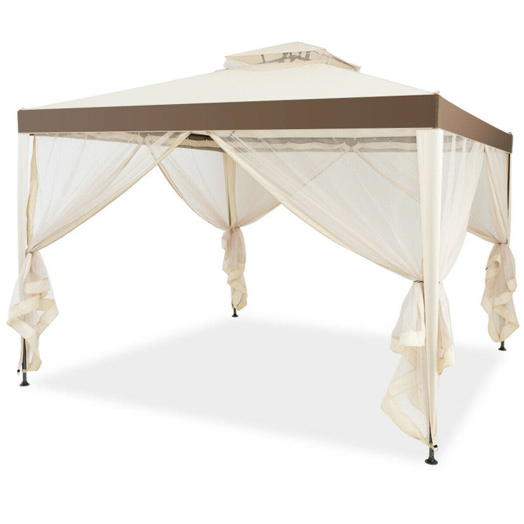 10’x 10’ Outdoor Canopy Gazebo Patio Tent Shelter with Mosquito Netting