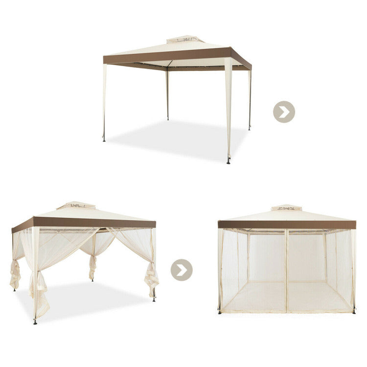 10’x 10’ Outdoor Canopy Gazebo Patio Tent Shelter with Mosquito Netting