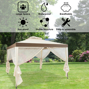 10’x 10’ Outdoor Canopy Gazebo Patio Tent Shelter with Mosquito Netting