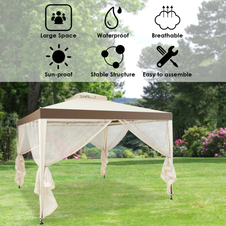 10’x 10’ Outdoor Canopy Gazebo Patio Tent Shelter with Mosquito Netting