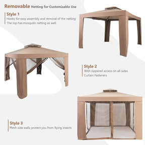 10’x 10’ Outdoor Canopy Gazebo Patio Tent Shelter with Mosquito Netting